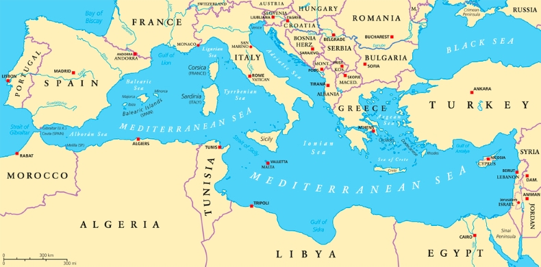 كم عدد الدول العربية التي تطل على البحر الابيض المتوسط